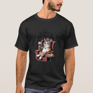 Camiseta Felino Engraçado Bebendo Vinho Meu Gato é tão Purr