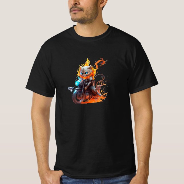 Camiseta Felino Flame: Cavaleiro Ghost Inferno (Frente)