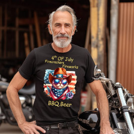 Camiseta Felino na moda: Gato no Dia da Independência dos Ó