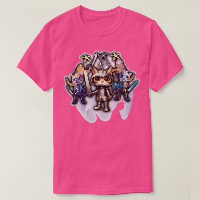 Camiseta Felinos corajosos e bonitos (Frente do Design)