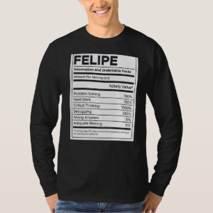 Camiseta Felipe Nutrition Information Problem Solving Duro