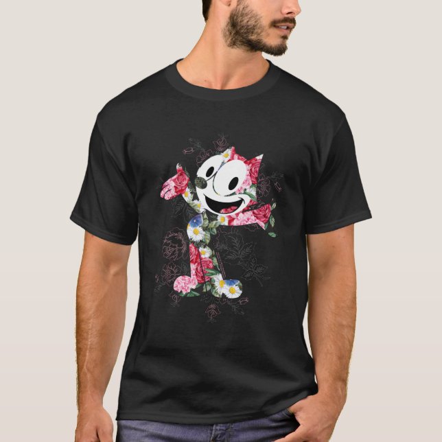 Camiseta Felix O Preenchimento Floral Do Gato (Frente)