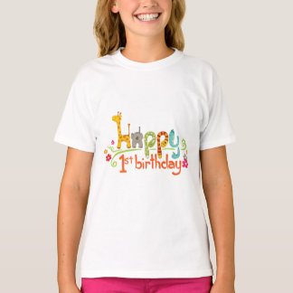 Camiseta Feliz 1º Aniversário – Celebração de Tema de Anima
