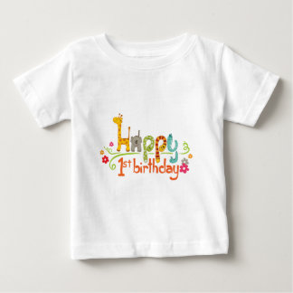 Camiseta Feliz 1º Aniversário – Celebração de Tema de Anima