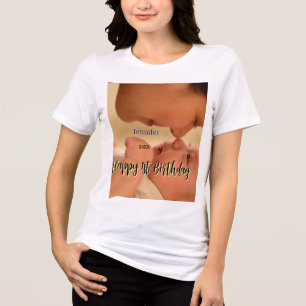 Camiseta Feliz 1º aniversário crianças bebê mãe preto amare