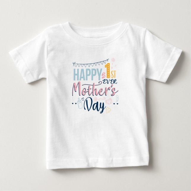 Camiseta Feliz 1º Dia de as mães De Cada 1rua Mãe (Frente)