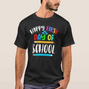 Camiseta Feliz 1º Dia De Aula Professor Aluno De Volta à Es