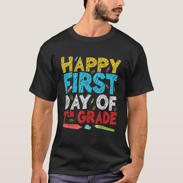 Camiseta Feliz 1º Dia De Estudantes Do 7 (Frente)