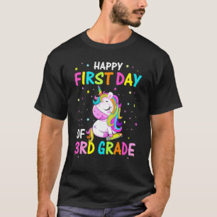 Camiseta Feliz 1º Dia do 3º Ano do Unicórnio Bonito