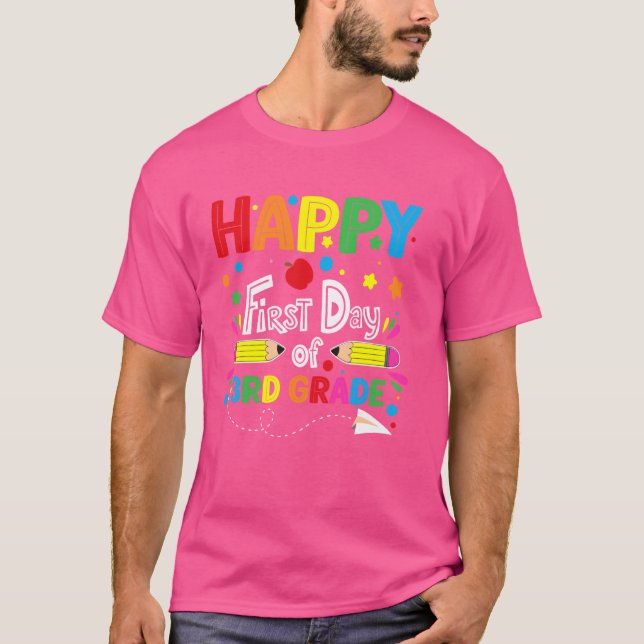 Camiseta Feliz 1º Dia do Professor do 3º ano (Frente)
