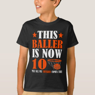 Camiseta Feliz 10º Aniversário, 10 anos, basquete, 10º Bi