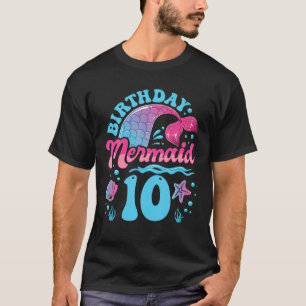Camiseta Feliz 10º Aniversário Da Sereia Para Meninas 10 