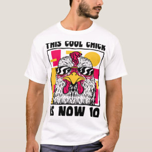 Camiseta Feliz 10º Aniversário Galinha Legal de 10 Anos 10º