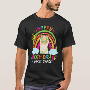 Camiseta Feliz 100º Dia Da 1ª Série Amante De Lhama Arco-Ír