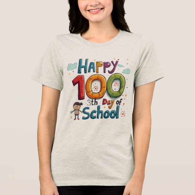 Camiseta feliz 100º dia da escola (Frente)