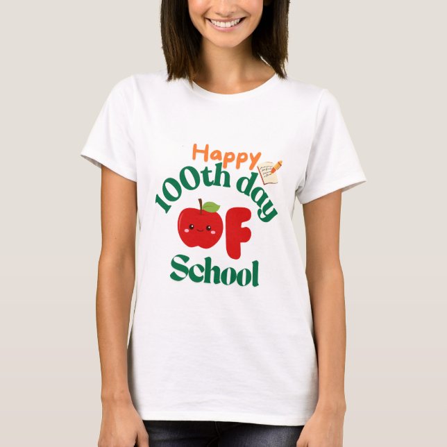 Camiseta feliz 100º dia da escola (Frente)