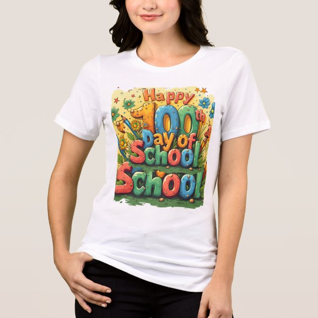 Camiseta feliz 100º dia da escola (Frente)