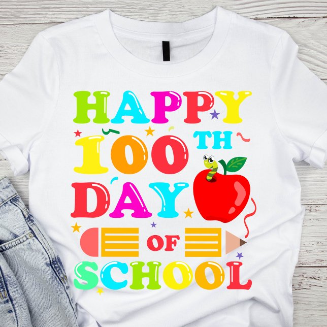 Camiseta Feliz 100º Dia da Escola (Criador carregado)