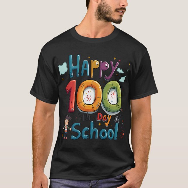 Camiseta feliz 100º dia da escola (Frente)