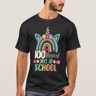 Camiseta Feliz 100º Dia Da Escola Arco-Íris Unicórnio 100 M