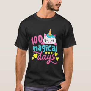 Camiseta Feliz 100º Dia Da Escola Arco-Íris Unicórnio 100 M