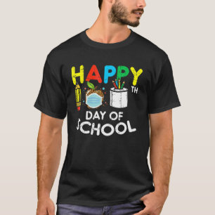 Camiseta Feliz 100º Dia da Escola Leopard Apple Mask Quaran