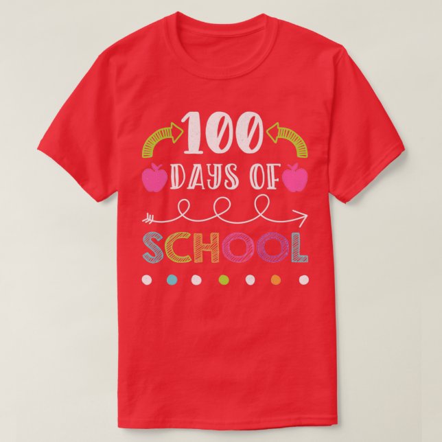 Camiseta Feliz 100º Dia da Escola para Professores ou Crian (Frente do Design)