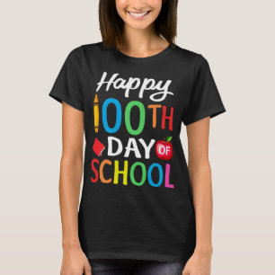Camiseta Feliz 100º Dia da Escola para Professores ou Crian