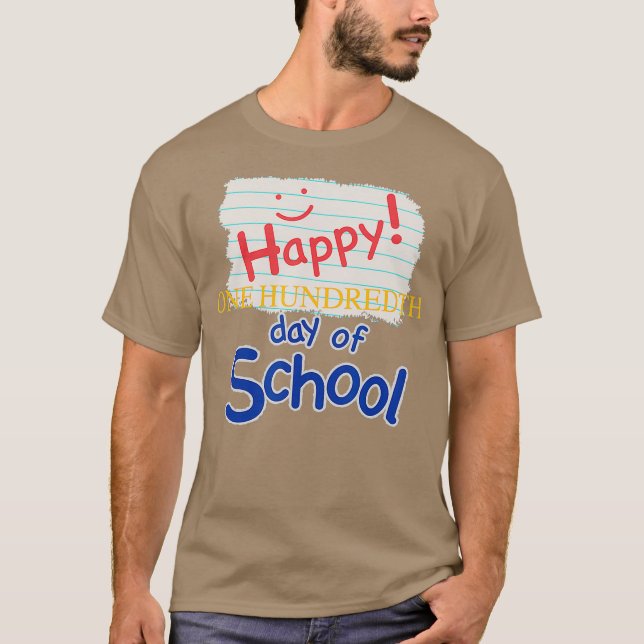 Camiseta Feliz 100º Dia da Escola para Professores ou Crian (Frente)
