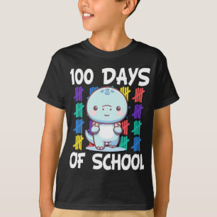 Camiseta Feliz 100º dia da escola Rainbow Dino para o mais 