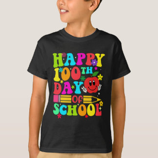 Camiseta Feliz 100º Dia Da Escola Retro 100 Dias Professor 