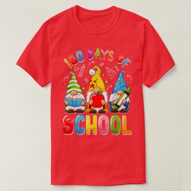 Camiseta Feliz 100º Dia da Escola Três Gnomos Virtuais (Frente do Design)
