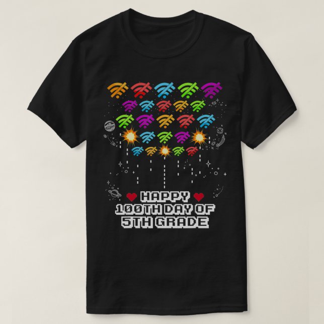 Camiseta Feliz 100º Dia Da Faculdade Virtual Engraçada Da 5 (Frente do Design)