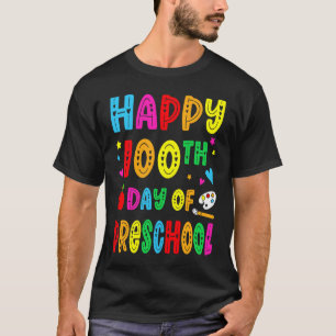 Camiseta Feliz 100º Dia Da Pré-Escola Professor Alunos 100