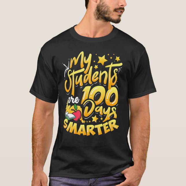 Camiseta Feliz 100º Dia da rua de Professores de Impressão  (Frente)