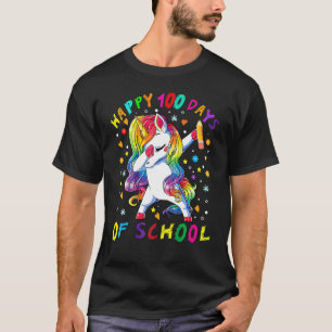Camiseta Feliz 100º Dia de Abismo Escolar Unicórnio 100 Dia