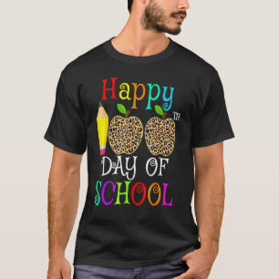 Camiseta Feliz 100º Dia De Aula Estampa de leopardo profess