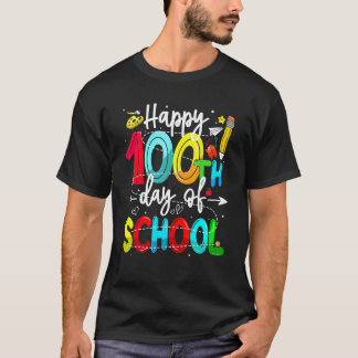 Camiseta Feliz 100º Dia De Aula Professor Aluno Criança 100