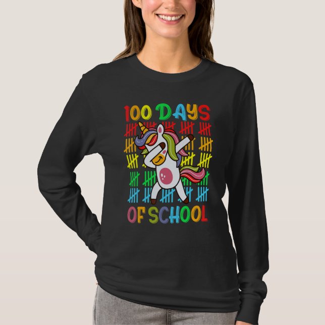 Camiseta Feliz 100º Dia De Aula Professor Aluno Dabbing (Frente)