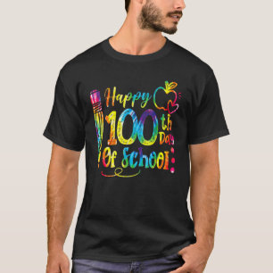 Camiseta Feliz 100º Dia De Aula Professor Aluno Tie Dye 