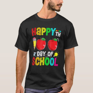 Camiseta Feliz 100º Dia De Aula Professor Crianças Feliz 10