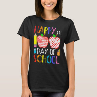 Camiseta Feliz 100º Dia De Aula Professor Crianças Feliz 10