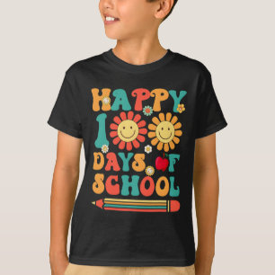 Camiseta Feliz 100º Dia De Aula Professor Groovy - 100 Dias