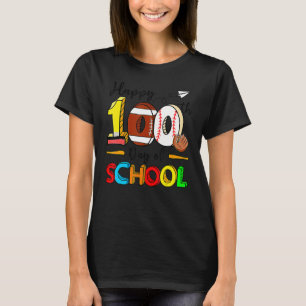 Camiseta Feliz 100º Dia De Bebês De Futebol Escolar