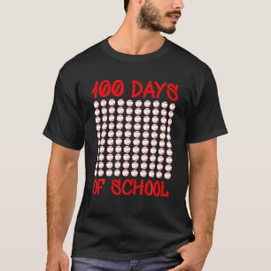 Camiseta Feliz 100º Dia de Beisebol Escolar Crianças