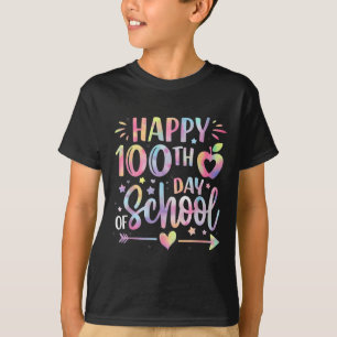 Camiseta Feliz 100º Dia De Colégio Tie Dye Rainbow 100 Dias