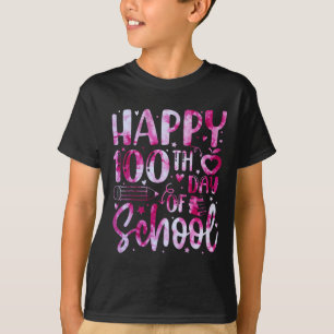 Camiseta Feliz 100º Dia De Colégio Tie Dye Rainbow 100 Dias