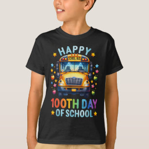 Camiseta Feliz 100º Dia De Condutor De Ônibus Escolar 100 D