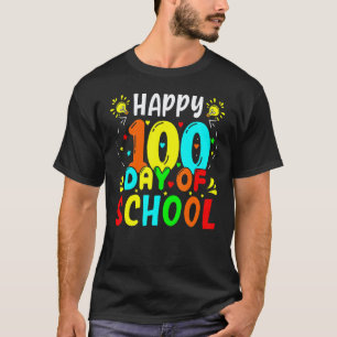 Camiseta Feliz 100º Dia de Escola Para Professor Aluno Cria