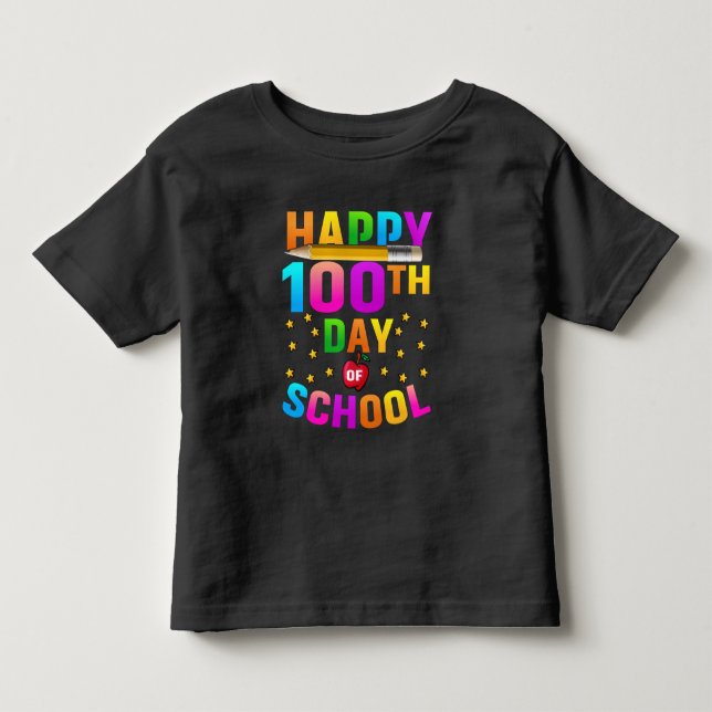 Camiseta Feliz 100º Dia de Escola para Professores e Alunos (Frente)